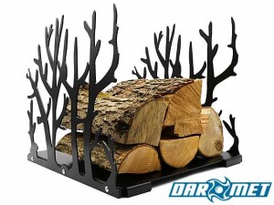 Firewood basket stand | 44 x 42 x 40 cm | 2.5 mm sheet metal | pattern: branch - DARMET