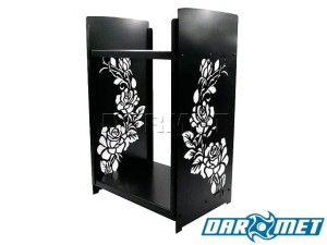 Firewood basket stand | 46 x 35 x 74 cm | sheet metal 2.5 mm | pattern: ROSE - DARMET