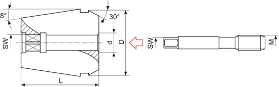Technical drawing of collet chuck
