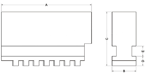 Solid soft jaws technical drawing