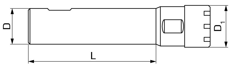 dimensions of the ER collet chuck with cylindrical shank