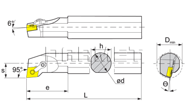 Folding turning tool for internal turning: S20Q-MCLNR-12