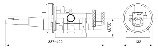 Dimensions of the DM-284 grinding wheel dressing device