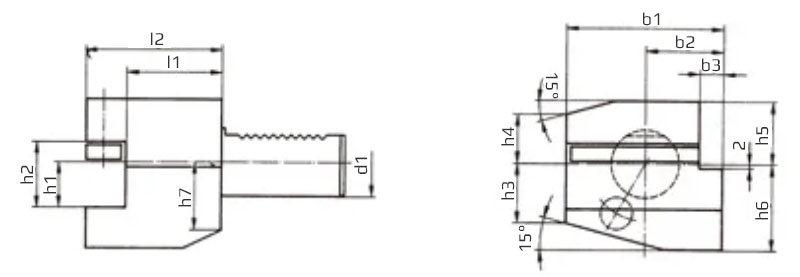 VDI holder type C2 longitudinal right - dimensions