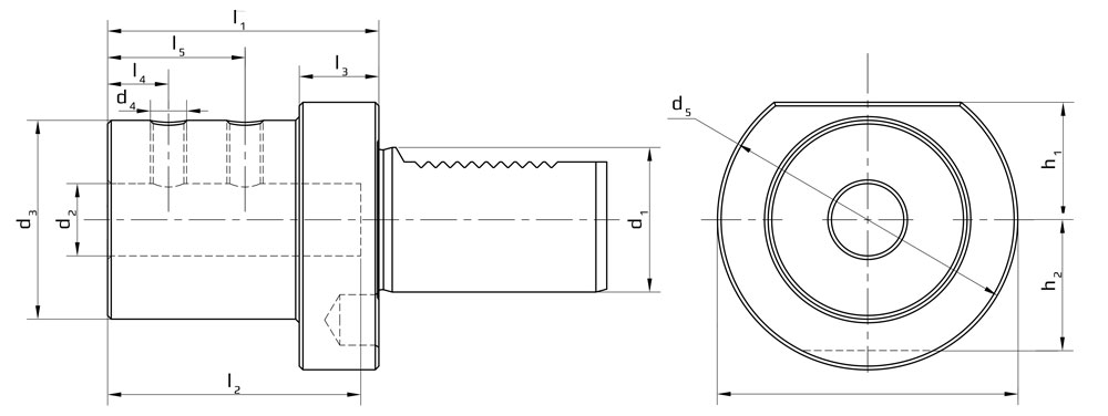 VDI E1 cutter holder for indexable drills - dimensions