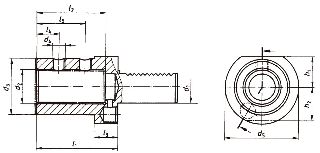 VDI holder for tools with cylindrical shank - dimensions