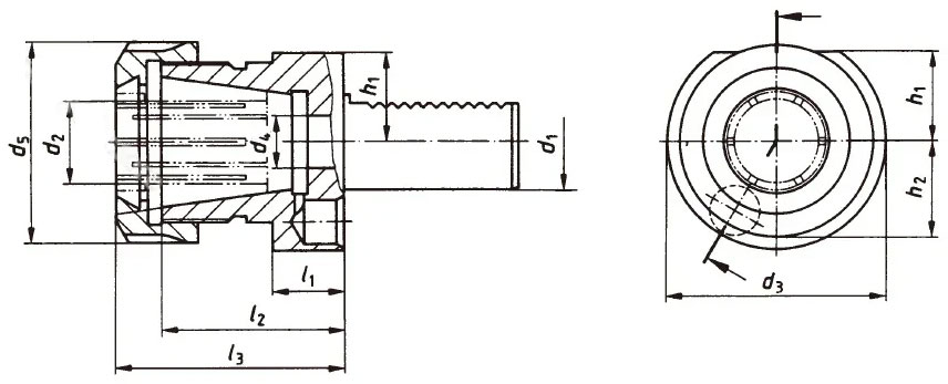 VDI holder for ER32 nuts - dimensions