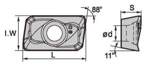 Milling insert - APMT 1135 PDER - dimensions