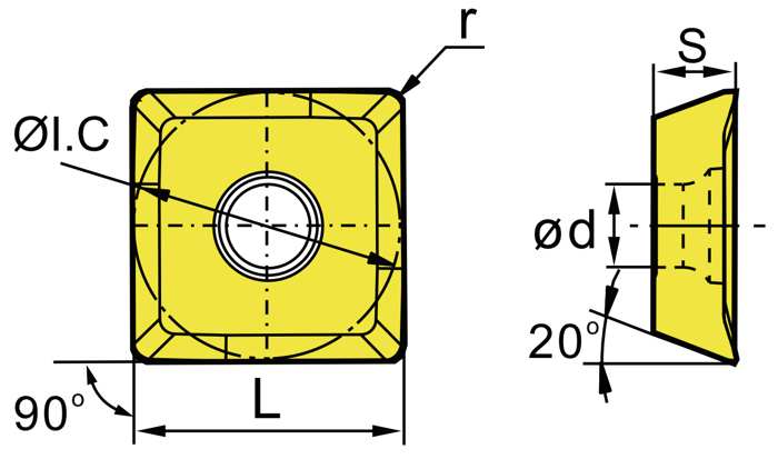 SPMX milling insert - dimensions