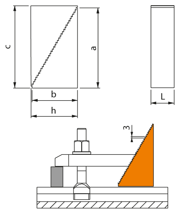 Toothed support - dimensions