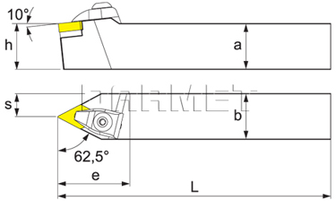 Folding turning tool for external turning: DDPNN-2525-M11