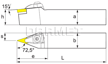 Folding turning tool for external turning: DVVNN-2525-M16