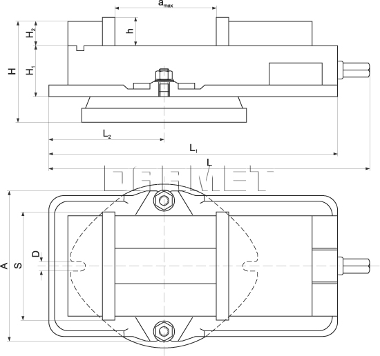 ROTARY MACHINE VISE FQM - dimensions
