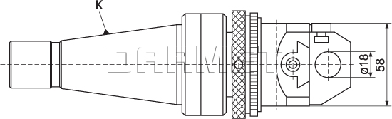 GWZA-18 automatic boring head - ISO40 (DIN2080) shank - technical drawing