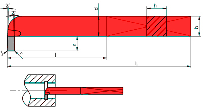 NNWc ISO11 HOOK TURNING KNIFE SIZE 25x25, H20 (K20) CARBIDE