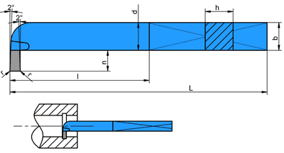 NNWc ISO11 HOOK TURNING TOOL SIZE 10x10, carbide S10 (P10)