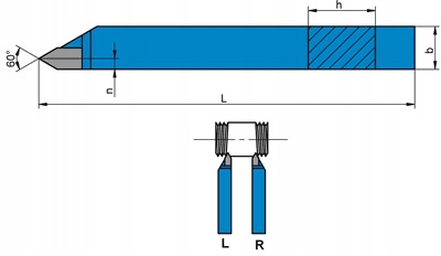 NNGc ISO12 EXTERNAL THREAD TURNING TOOL SIZE 16x10, S30 (P30) carbide