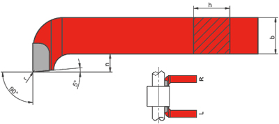 LEFT-HAND FRONT TURNING TOOL NNBm ISO5 SIZE 25x25, CARBIDE H20 (K20)