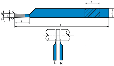 LATHE KNIFE LEFT CUTTER NNPc ISO7 SIZE 20x12, carbide S30 (P30)