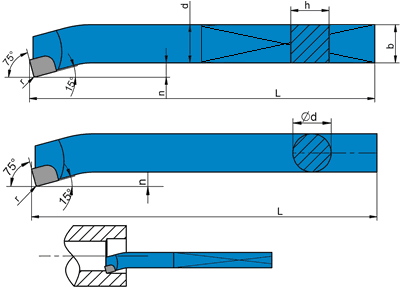 STRAIGHT TURNING TOOL BORING BAR NNWa ISO8 SIZE 16x16, carbide S20 (P20)