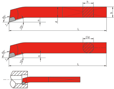 SPOINTED TURNING KNIFE NNWb ISO9 SIZE 08x08, CARBIDE H20 (K20)