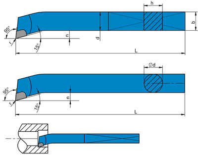 SPOINTED TURNING TOOL BORING BAR NNWb ISO9 SIZE 08x08, carbide S10 (P10)