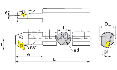 Folding turning tool for internal turning: S40T-MDZNR-15