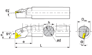 Folding turning tool for internal turning: S25R-MTFNR-16
