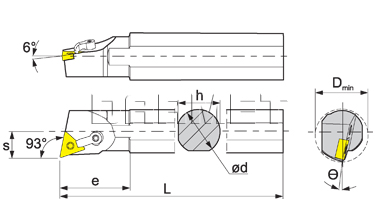 Folding turning tool for internal turning: S25R-MTUNR-16