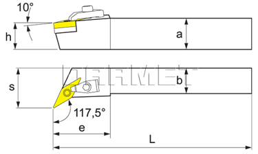 Folding turning tool for external turning: MVQNL-2020-K16