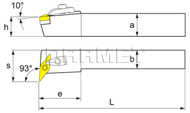 Folding turning tool for external turning: MVUNL-1616-H16