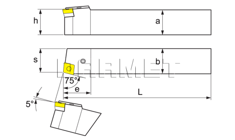 Folding turning tool for external turning: PCBNL-2525-M16