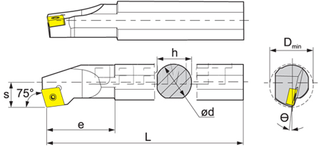 Folding turning tool for internal turning: S12M-SCKCR09