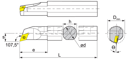 Folding turning tool for internal turning: S12M-SDQCR07