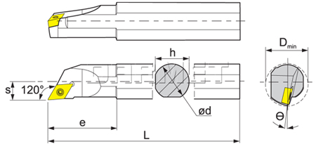 Folding turning tool for internal turning: S12M-SDXCL07