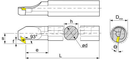 Folding turning tool for internal turning: S25R-SDZCL11