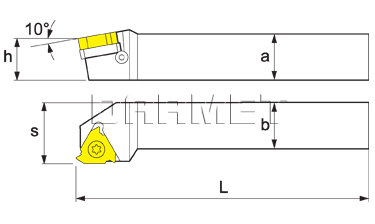Folding turning tool for external threading - dimensions