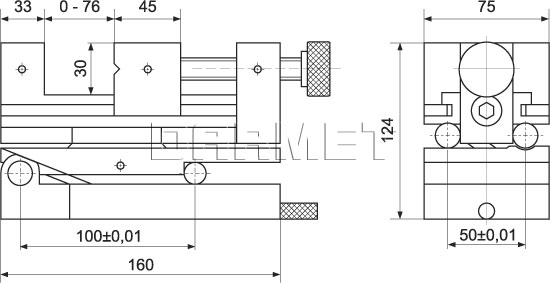 PRECISION ANGULAR TWO-AXIS VICE SPZSD technical drawing