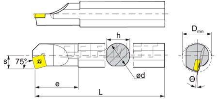 Folding turning tool for internal turning: S12M-SSKCR09