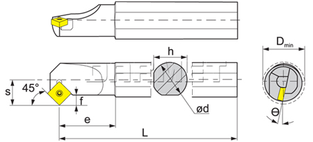 Folding turning tool for internal turning: S20Q-SSSCL09