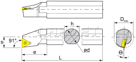 Folding turning tool for internal turning: S12M-STFCL11