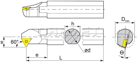 Folding turning tool for internal turning: S20Q-STWCL11