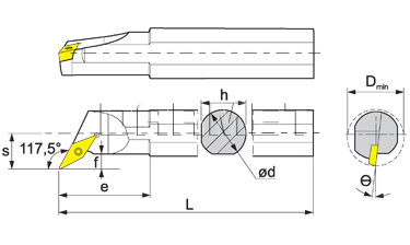 Folding turning tool for internal turning: S20Q-SVQBR16