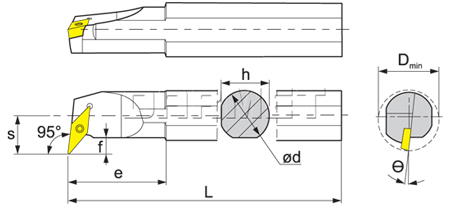 Folding turning tool for internal turning: S16Q-SVUCR11