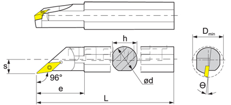 Folding turning tool for internal turning: S16Q-SVXCL11