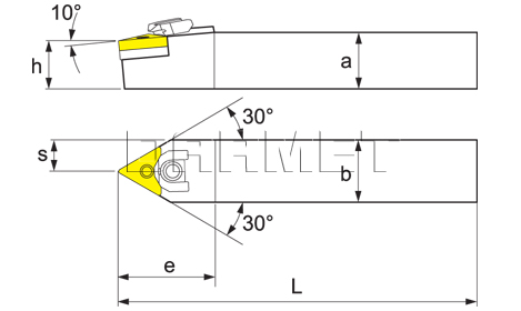 Folding turning tool for external turning: WTENN-2525-M16