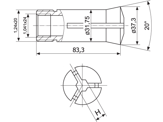 5C collet - 6-sided - 10 mm