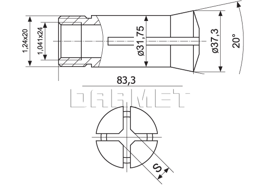 5C clamping sleeve - dimensions