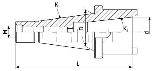 Through-through reduction sleeve ISO40 / ISO30 (DM-160)