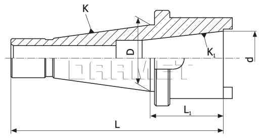 Through-through reduction sleeve ISO50 / ISO40 (DM-160)